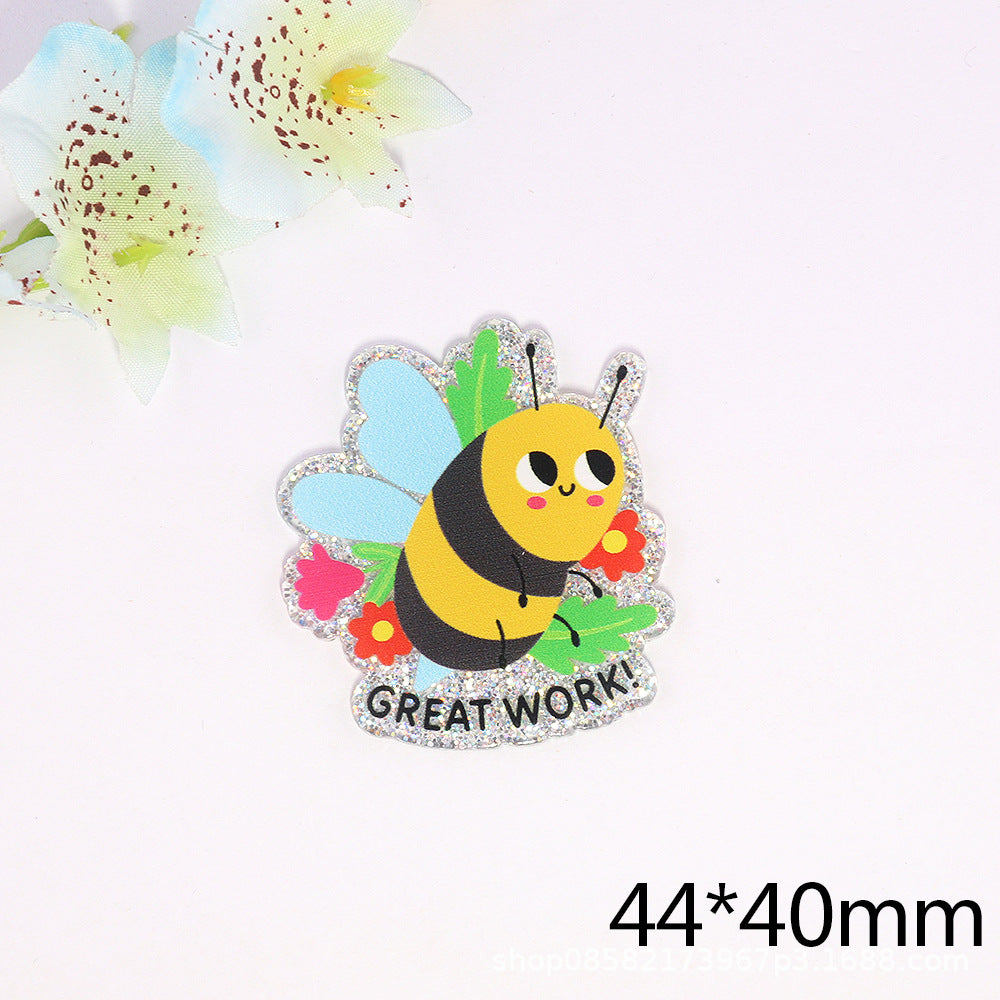 Wholesale 10pcs Cartoon Bee Letters Cute DIY Patch Accessories FlatBack
